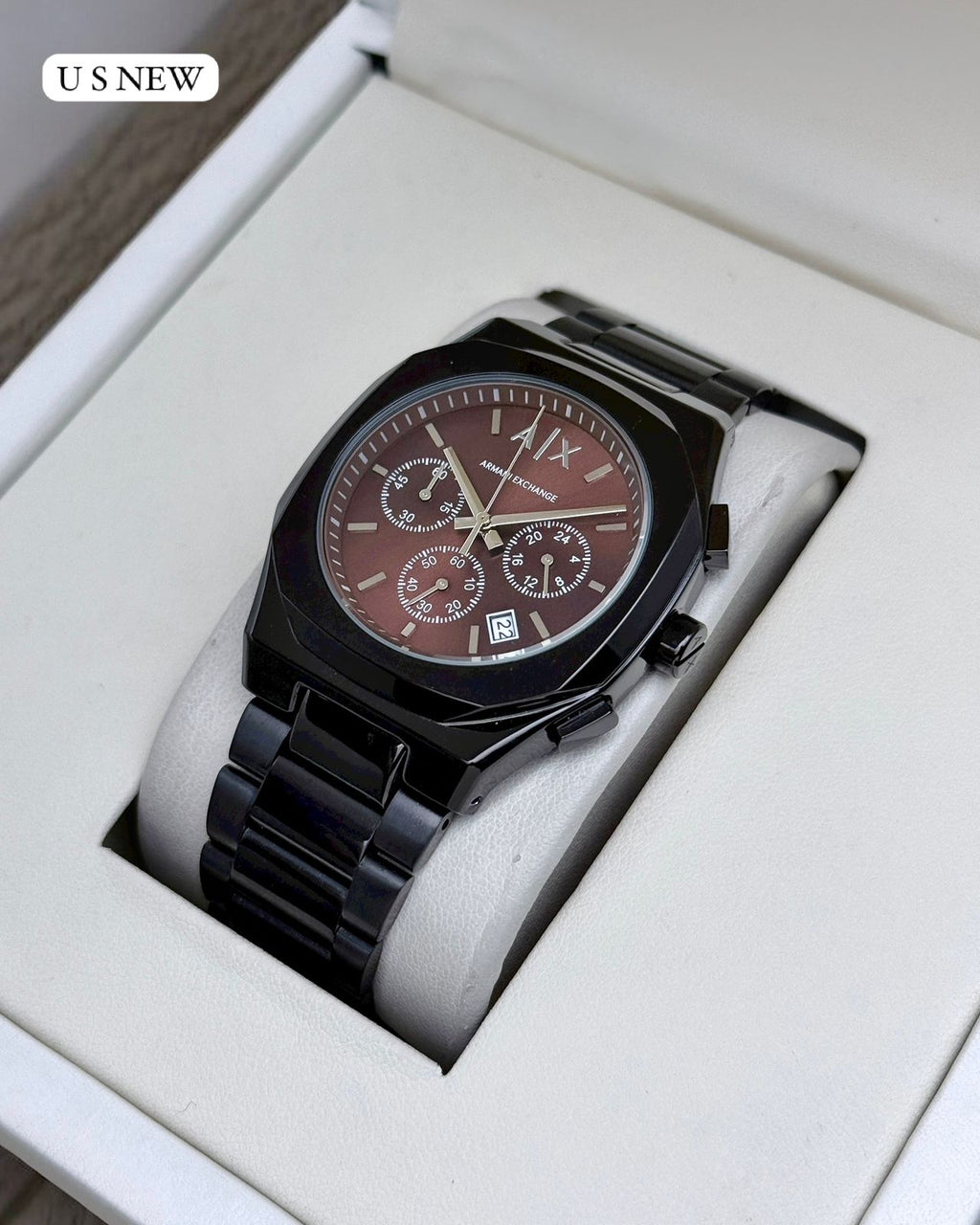 Armani 7AA Premium Chronograph Men’s Watch | All Working Analog Wrist Watch with Metal Strap | Quartz Movement & Original Lock