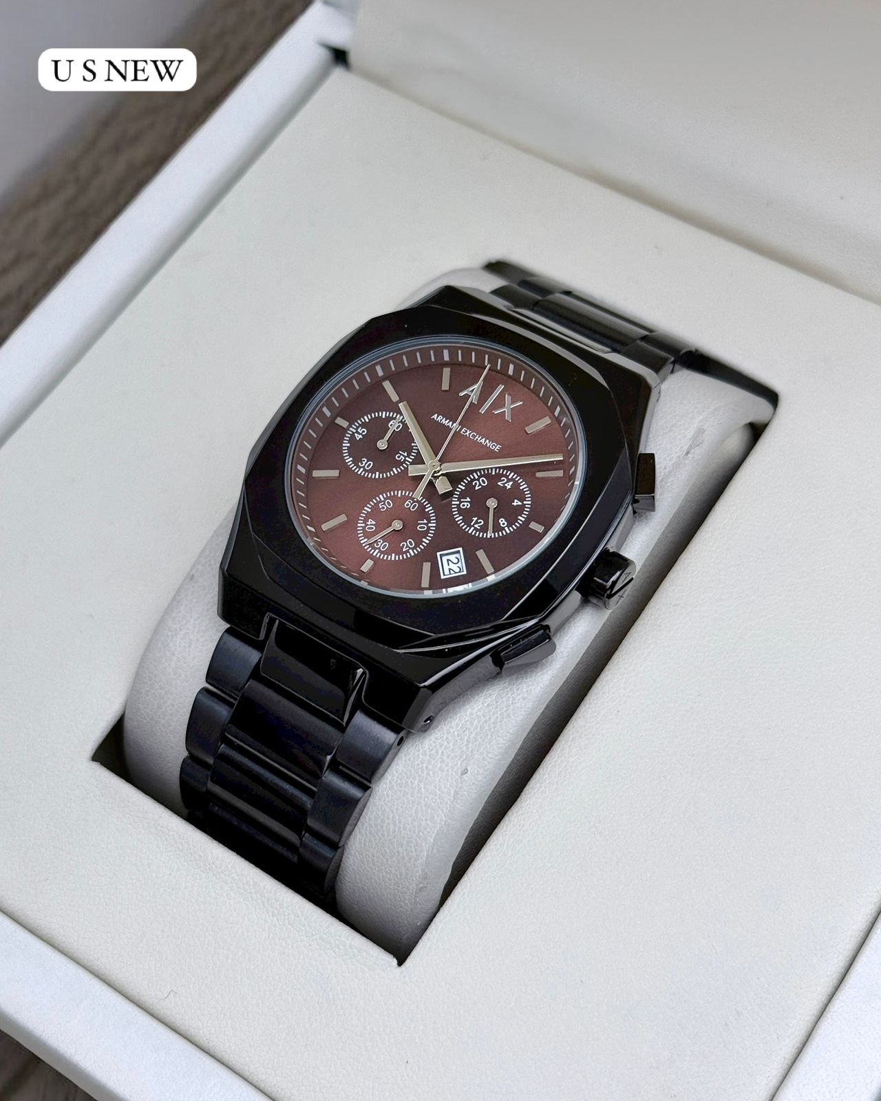 Armani 7AA Premium Chronograph Men’s Watch | All Working Analog Wrist Watch with Metal Strap | Quartz Movement & Original Lock